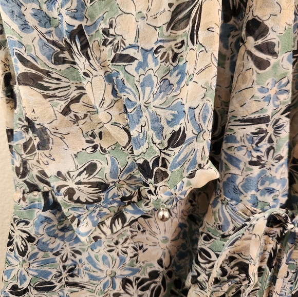 Veronica Beard Silk Dress Maggie Floral Print 3/4 Sleeve Shirred Mini Blue Sz 4 - Picture 5 of 16
